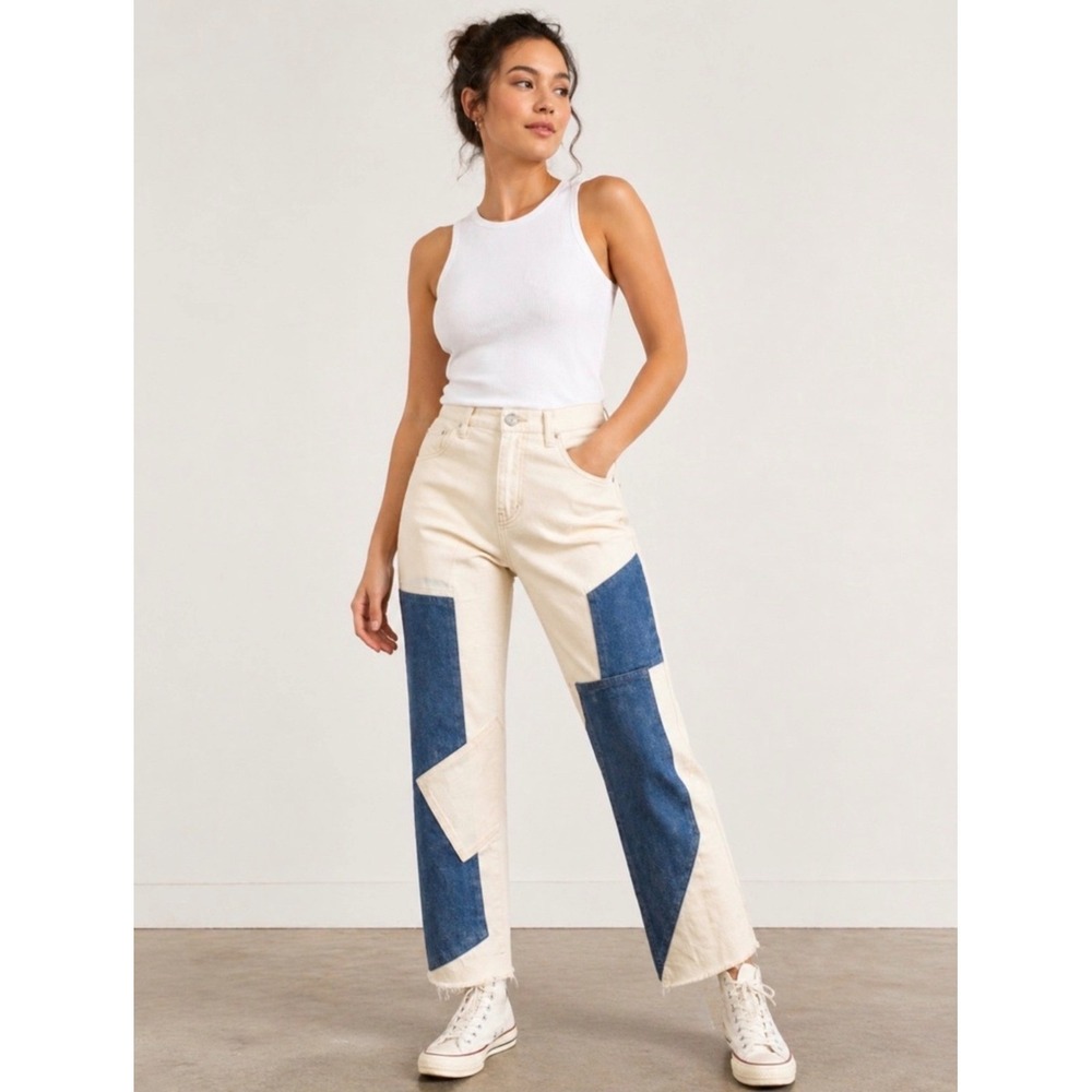 Sandrine Rose x Free People Colorblock Patchwork Denim NWT
